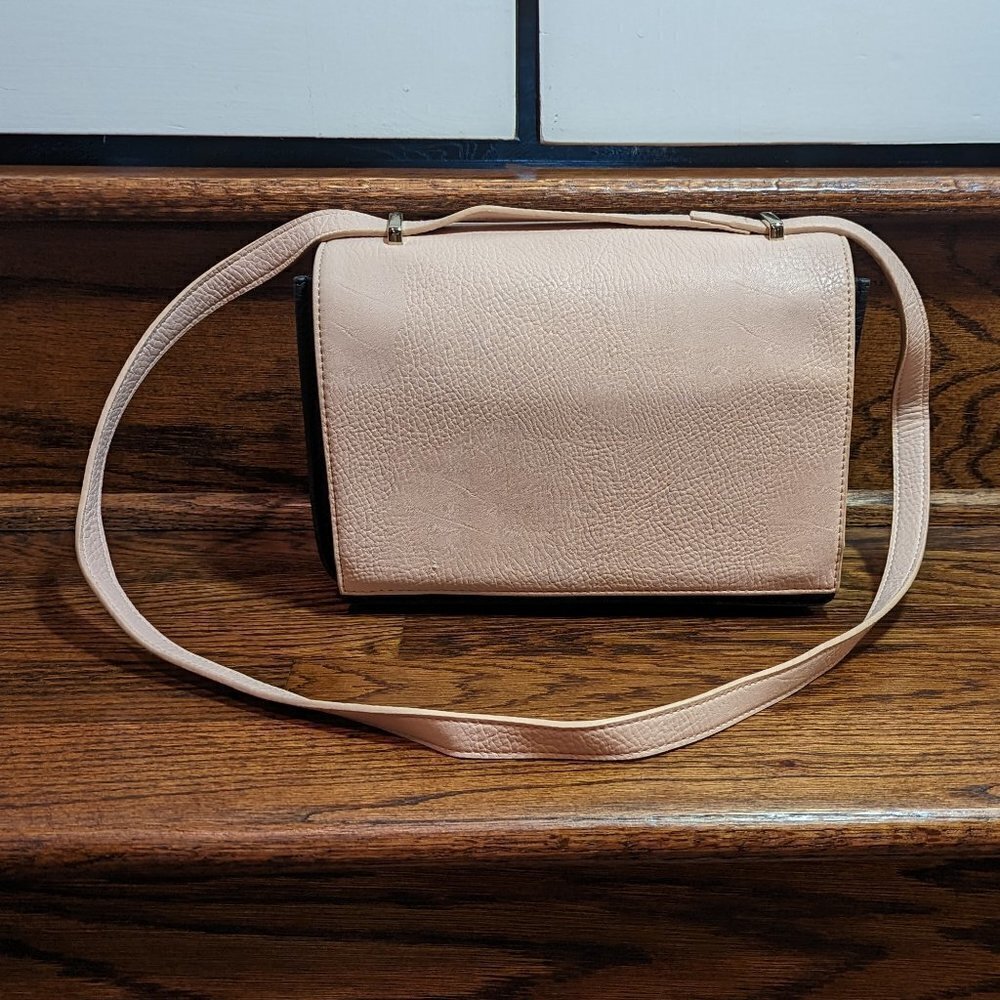 Olivia & Joy NY cream and black magnetic flap shoulder bag